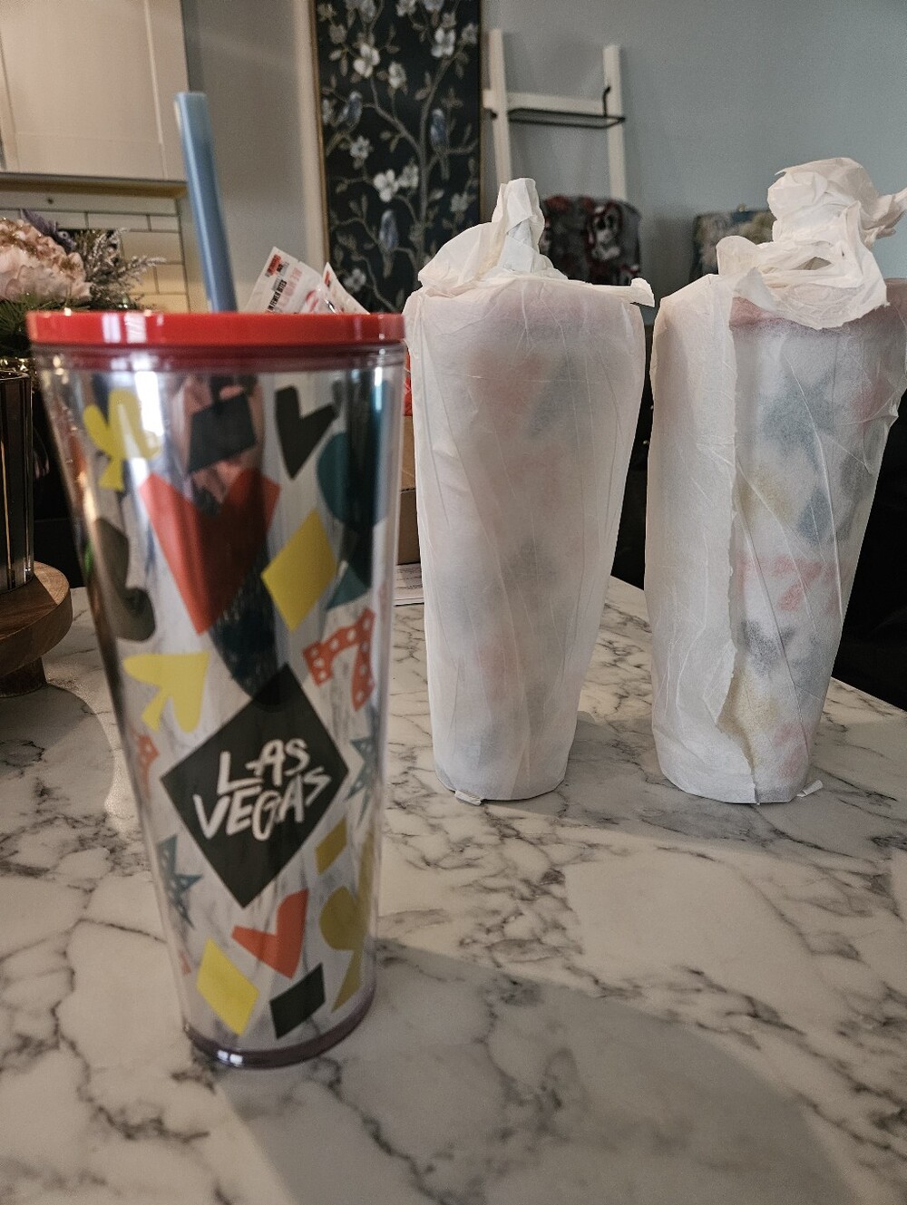 New 2 Pk Starbucks Las Vegas Graphic Travel Tumbler with Red Lid 24 Oz.